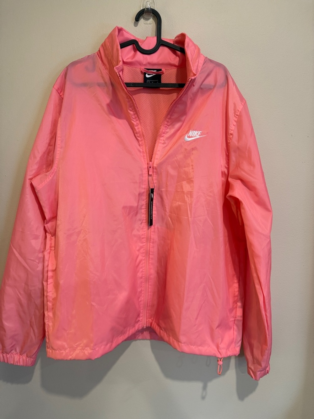 🧨Nike Women's Pink Coral Zip Windbreaker Jacket Rain Jacket Athletic Run